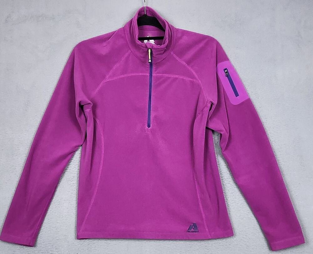 EDDIE BAUER First Ascent Fleece Jacket Womens Medium Purple Zip Pockets Half Zip